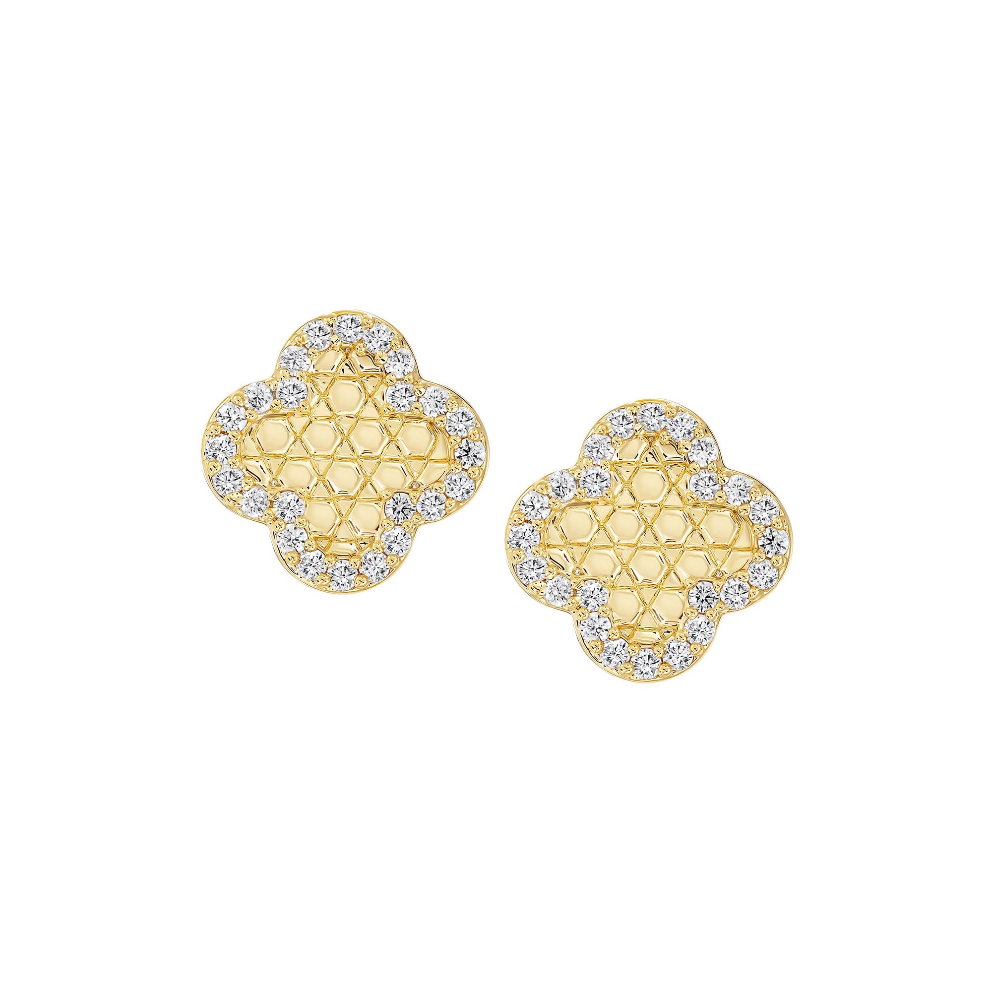 earring stud honeycomb clover