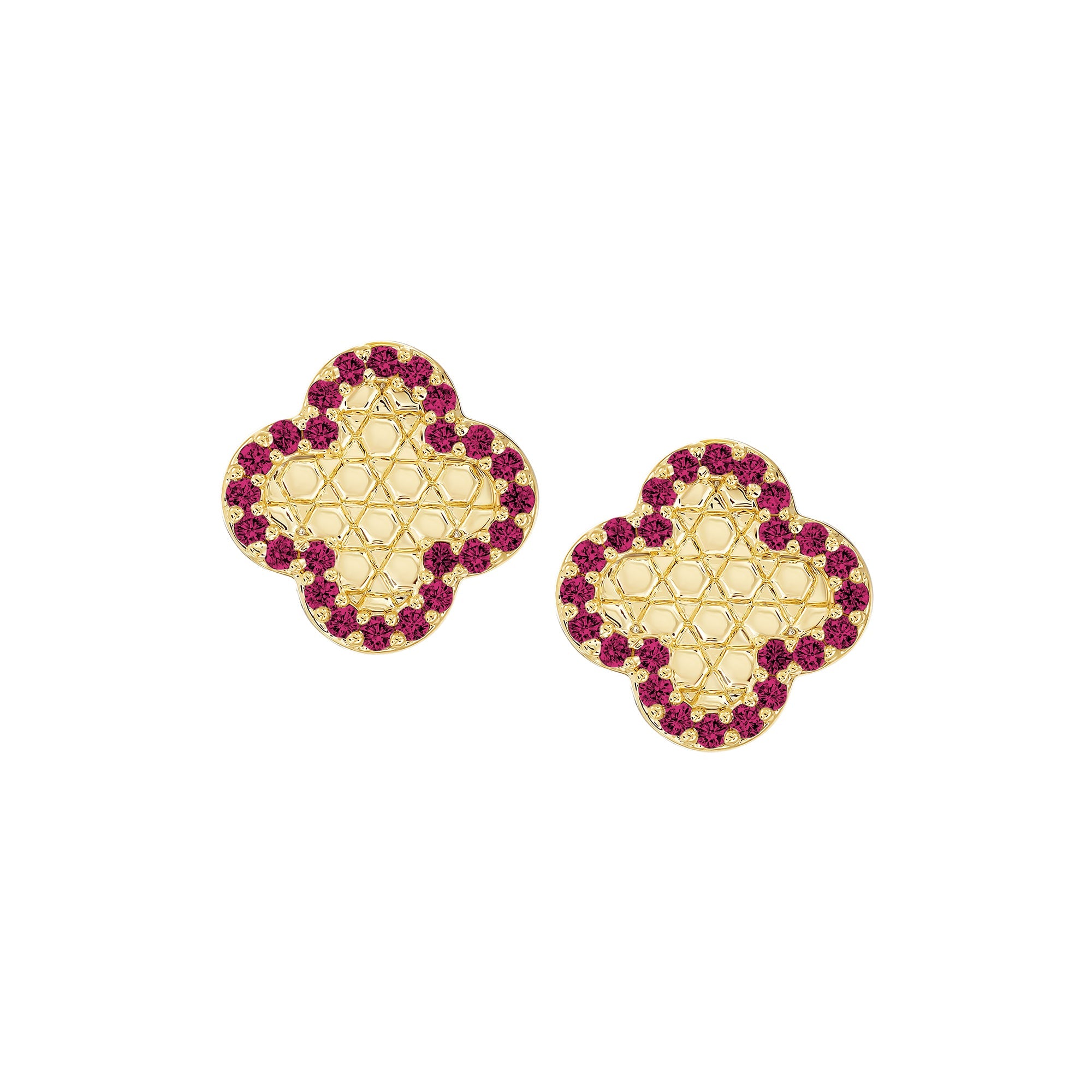 earring stud honeycomb clover