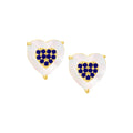 earring stud cz filled mop heart