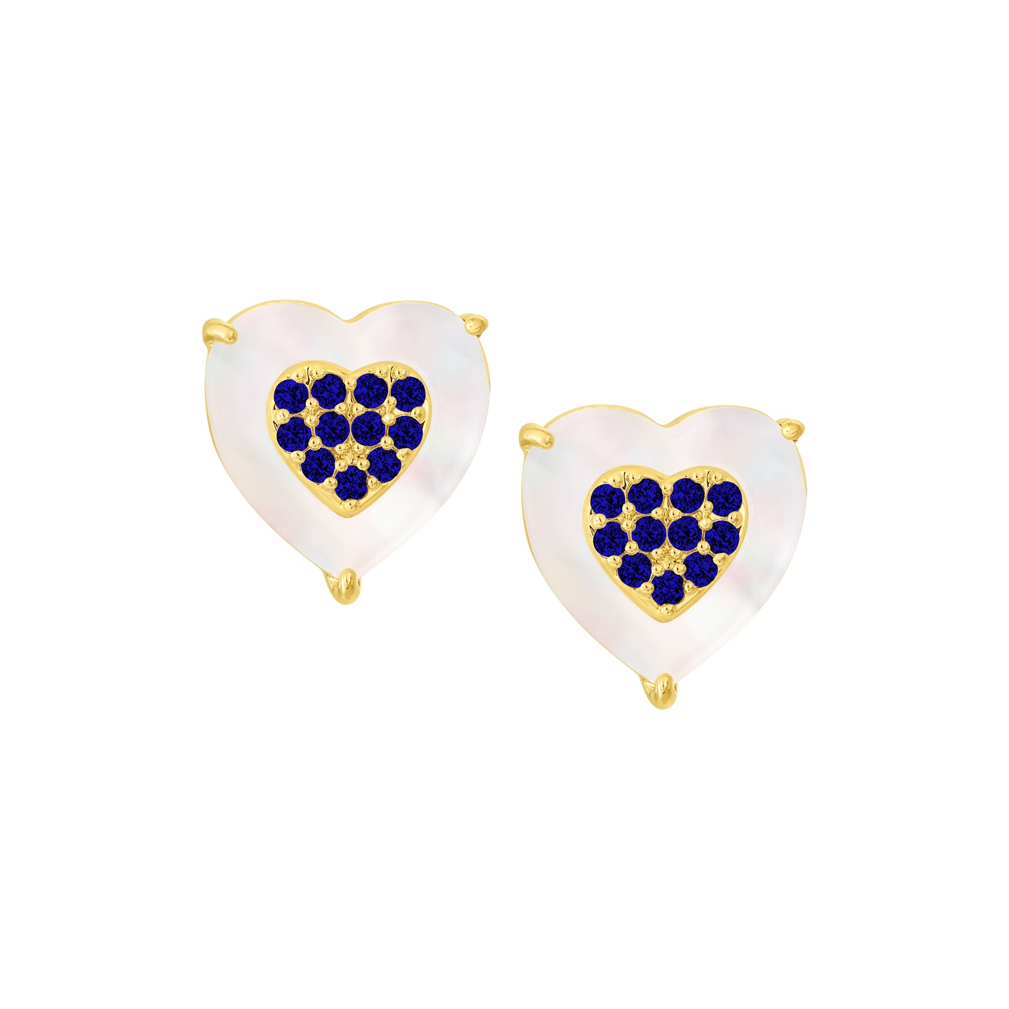 earring stud cz filled mop heart