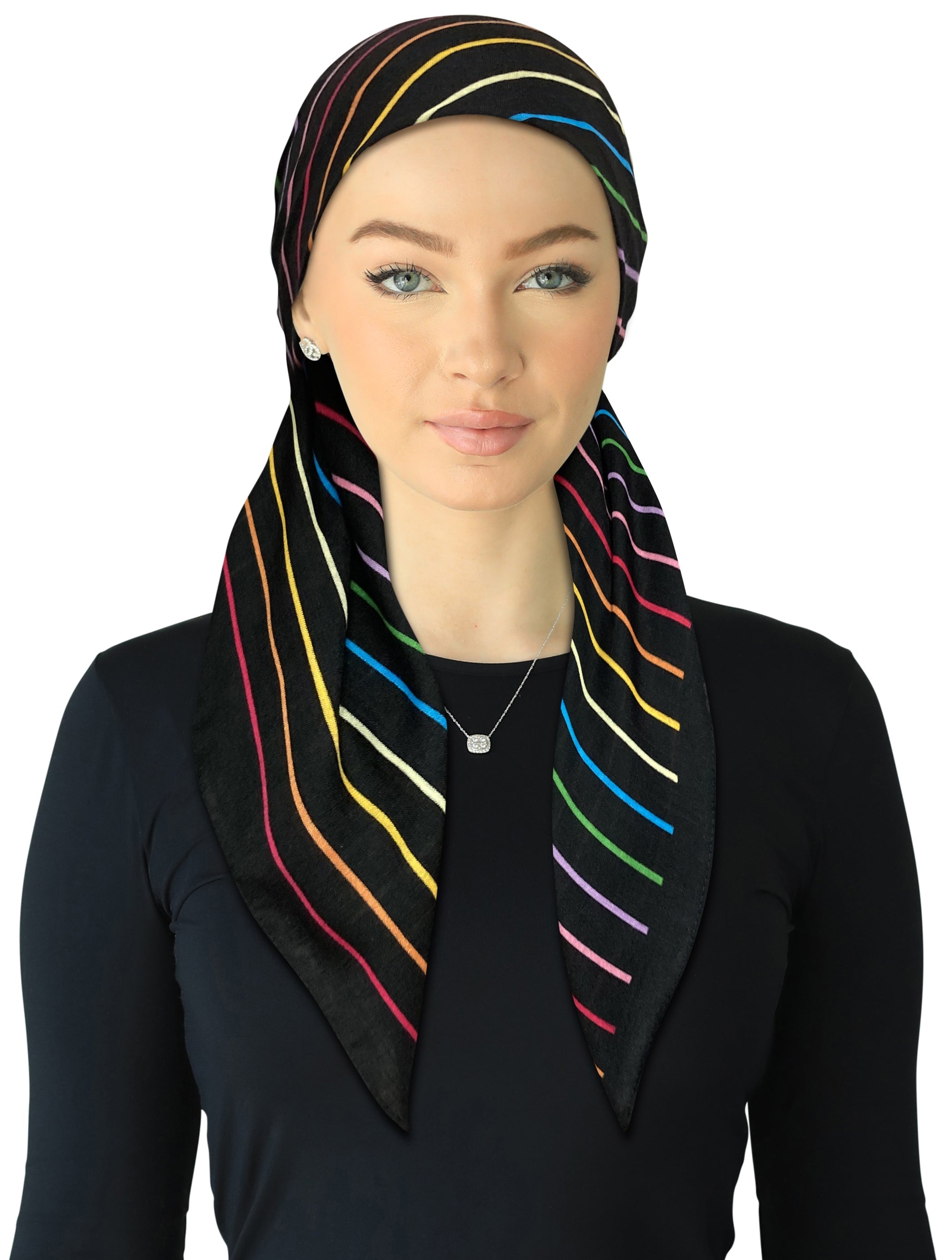 headscarf open bold stripes