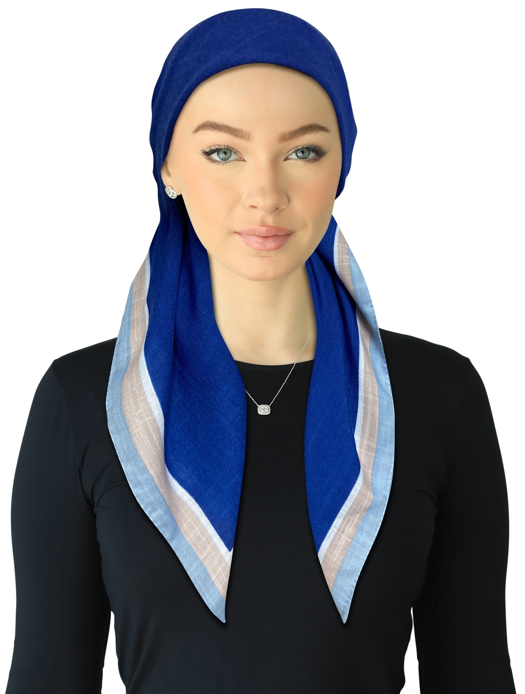 headscarf open solid with triple color edge
