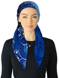 headscarf open blue flowers