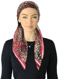 headscarf open print with berry edge