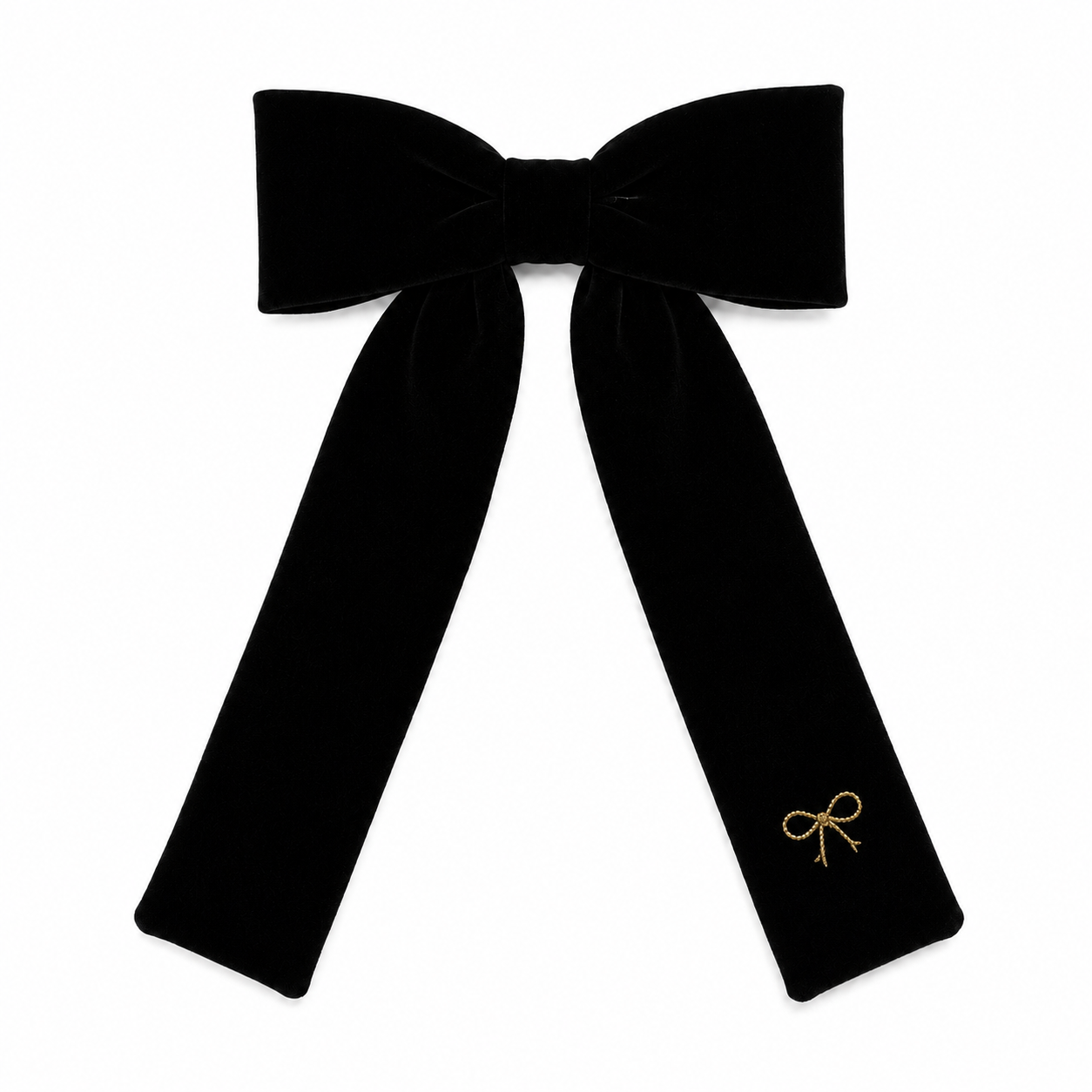 clip velvet gold embroidered bow