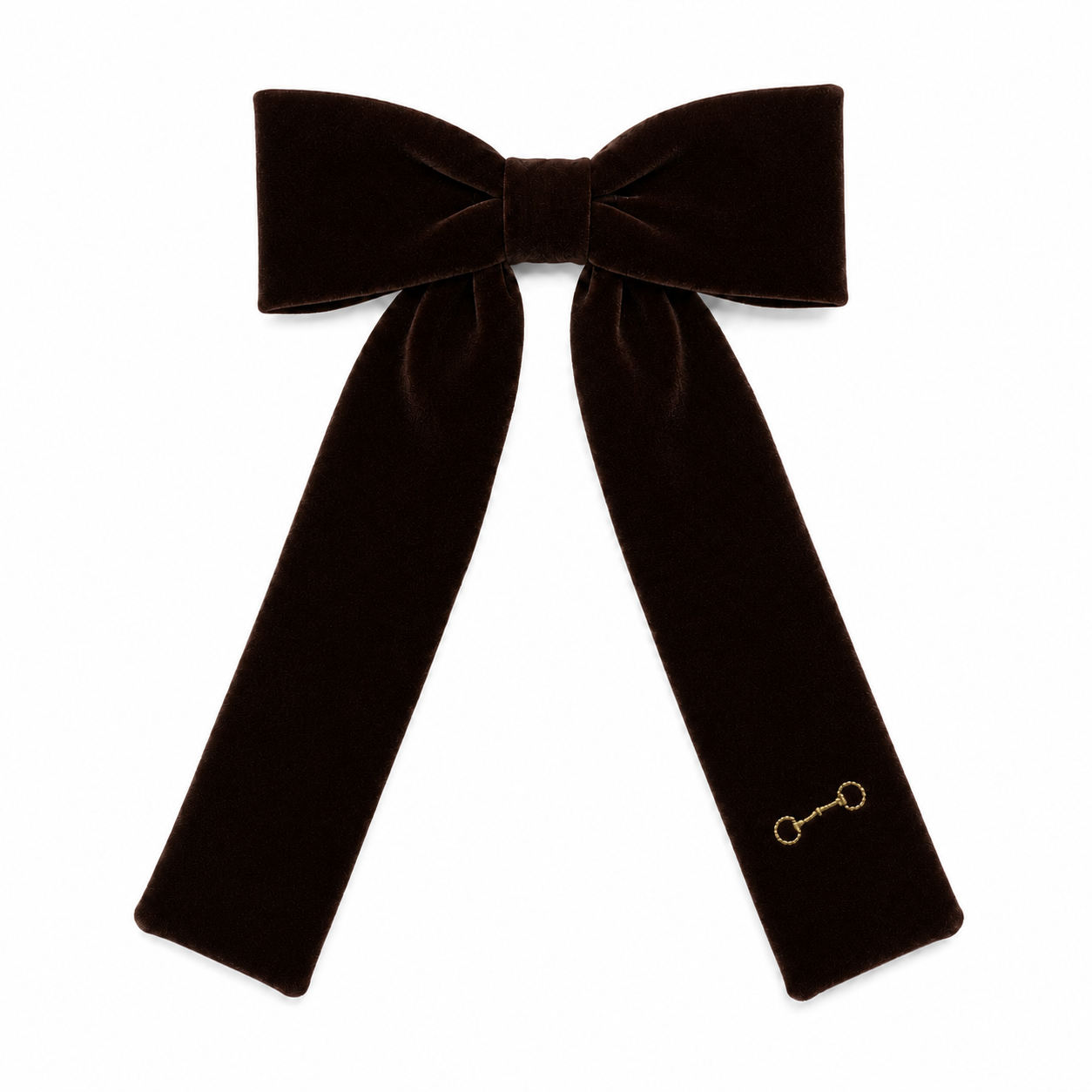 clip velvet gold embroidered bow