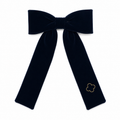 clip velvet gold embroidered bow