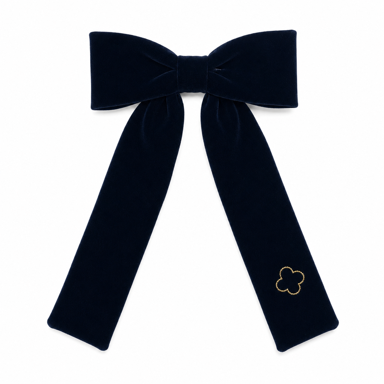 clip velvet gold embroidered bow