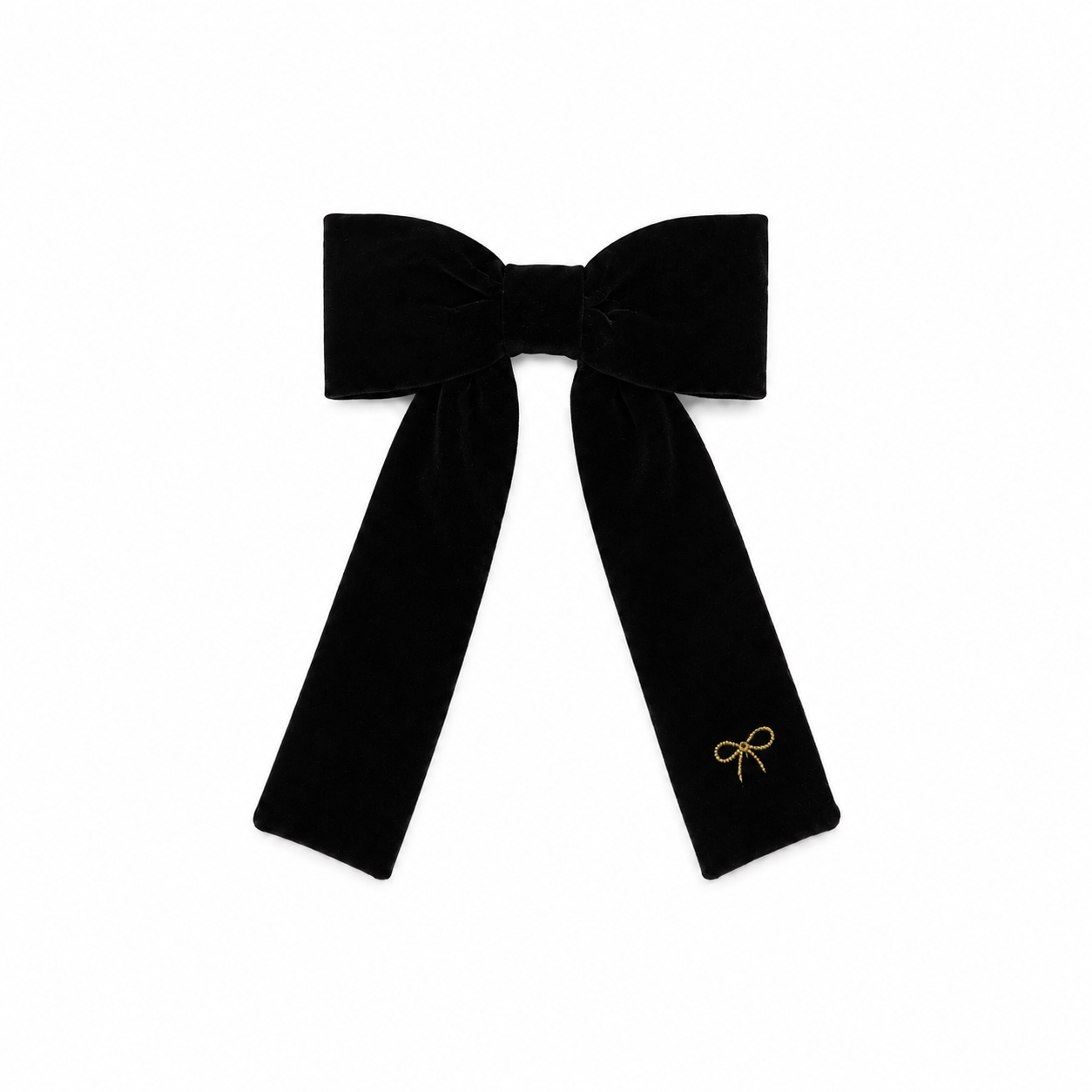 clip velvet gold embroidered bow