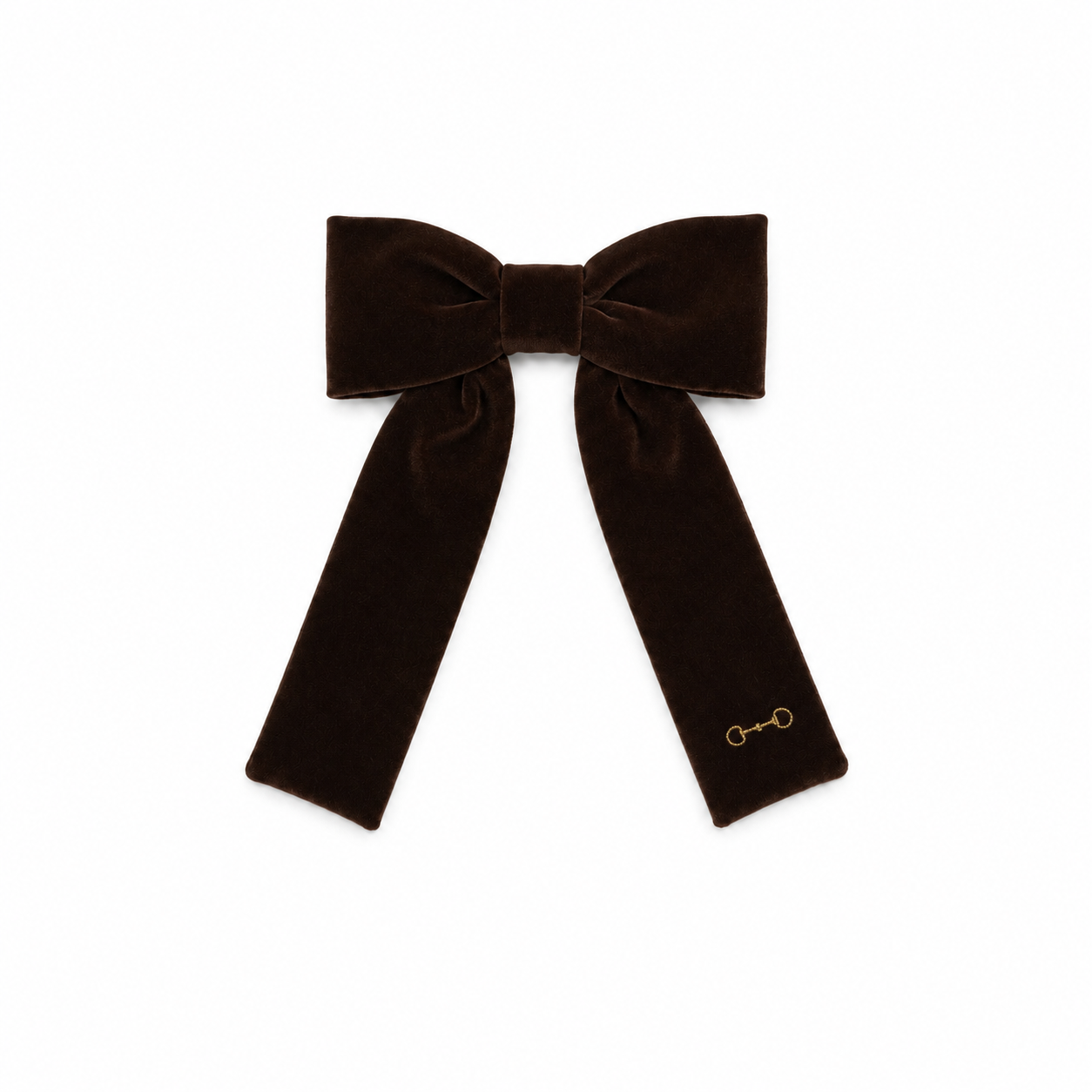 clip velvet gold embroidered bow