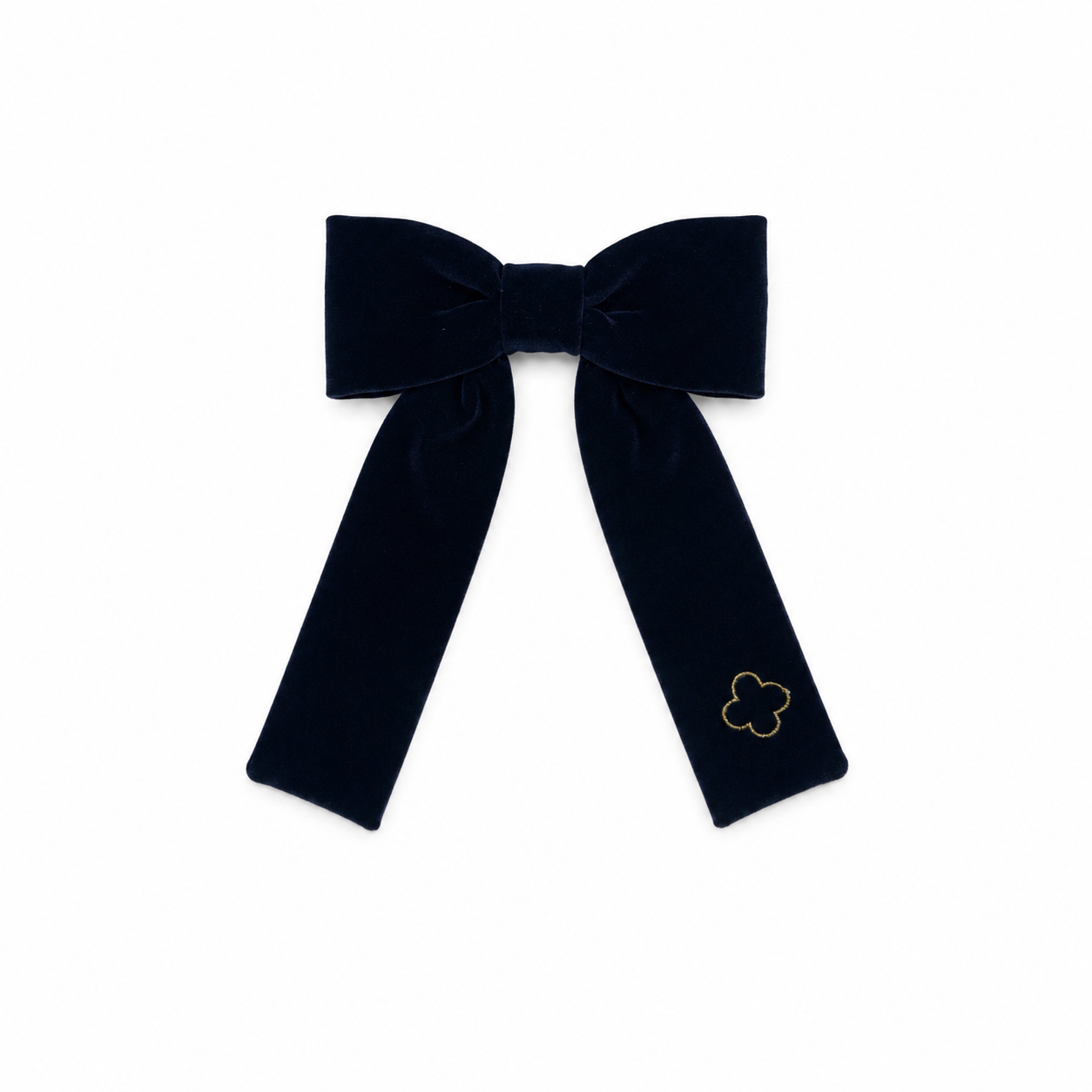 clip velvet gold embroidered bow