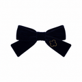 clip velvet gold embroidered bow