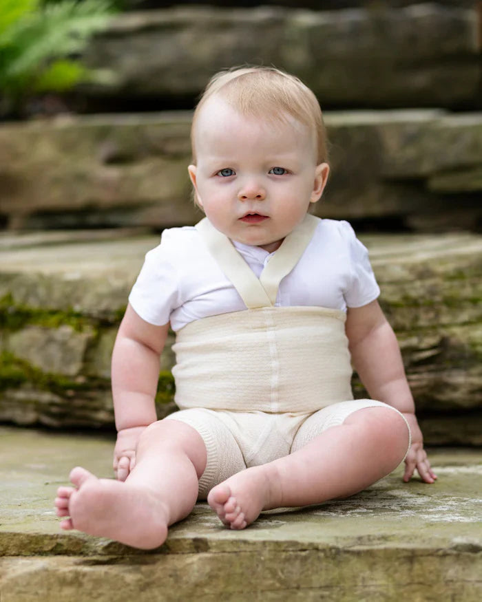 overall honey comb knit with suspenders