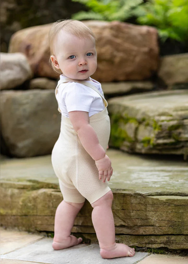overall honey comb knit with suspenders
