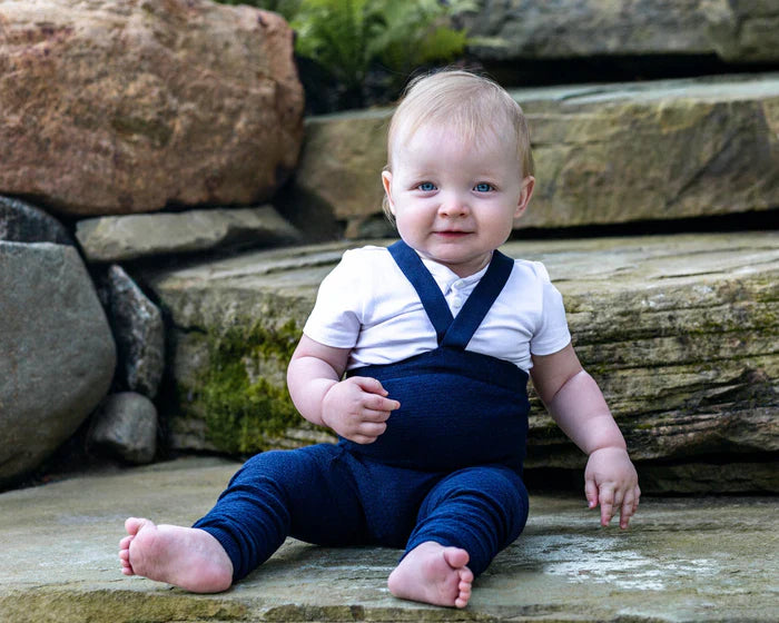 overall honey comb knit with suspenders