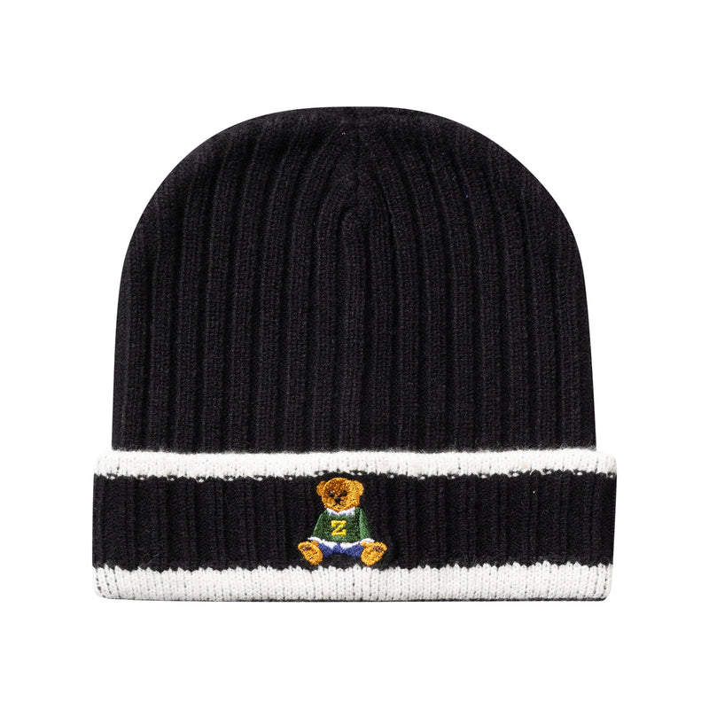 hat striped knit with teddy cuff