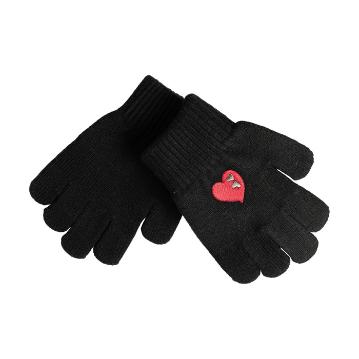 gloves embroidered double heart