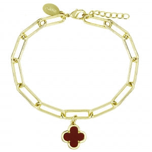bracelet paper clip clover charm