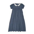 maxi dress s/s high waisted with embroidered collar