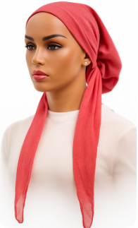 headscarf closed linen look print