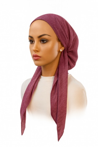 headscarf closed linen look print
