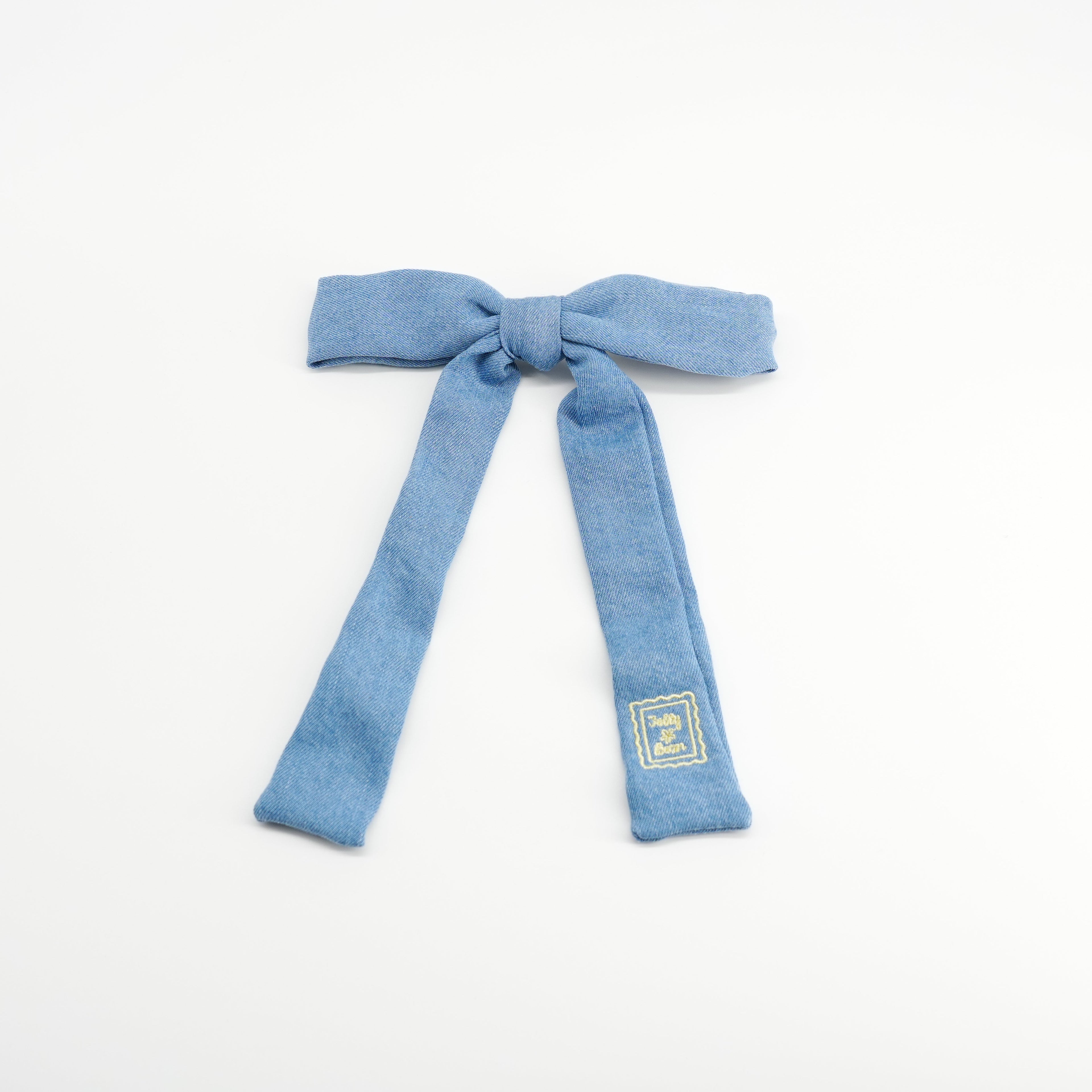 clip denim stamp bow