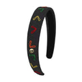 headband hard denim colored hearts embroidery