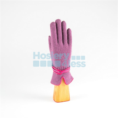 Picture of ANGORA KNITTED LEATHER RIBBON GLOVE