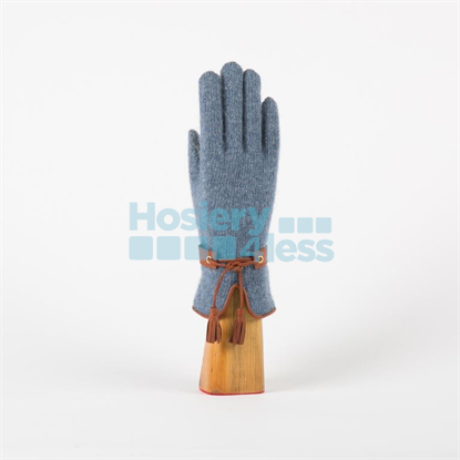 Picture of ANGORA KNITTED LEATHER RIBBON POM POM GLOVE