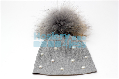 Picture of PEARL RIBBED POM POM HAT