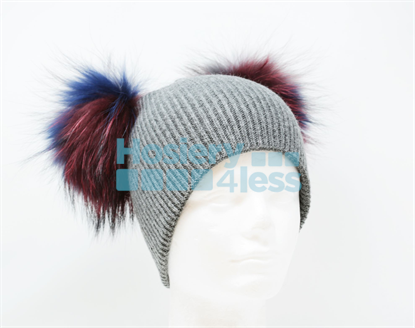 Picture of DOUBLE RACCOON FUR POM POM HAT