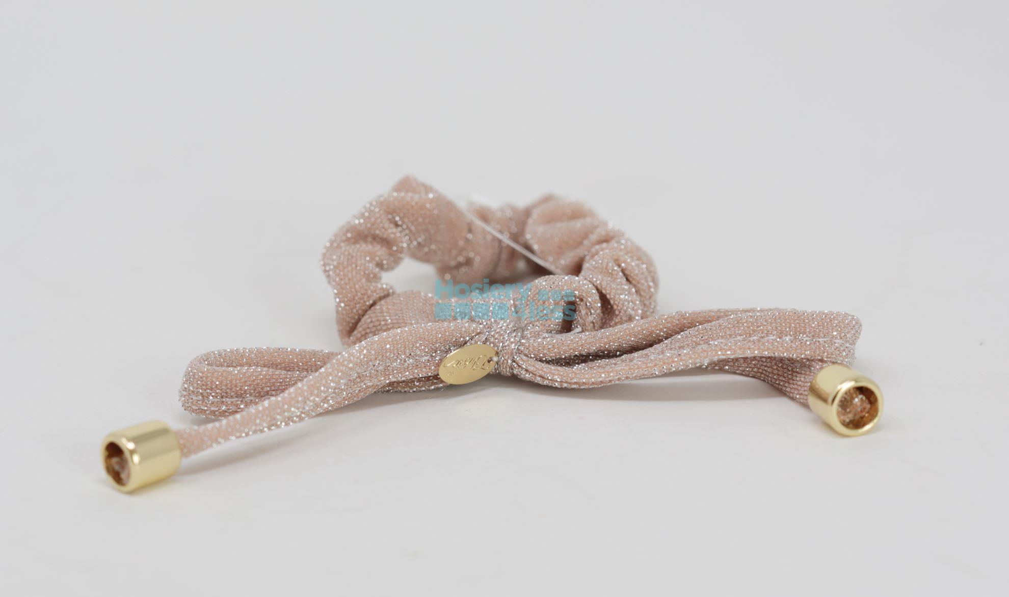 METALLIC GOLD TIP BOW PONY. Hosiery4Less