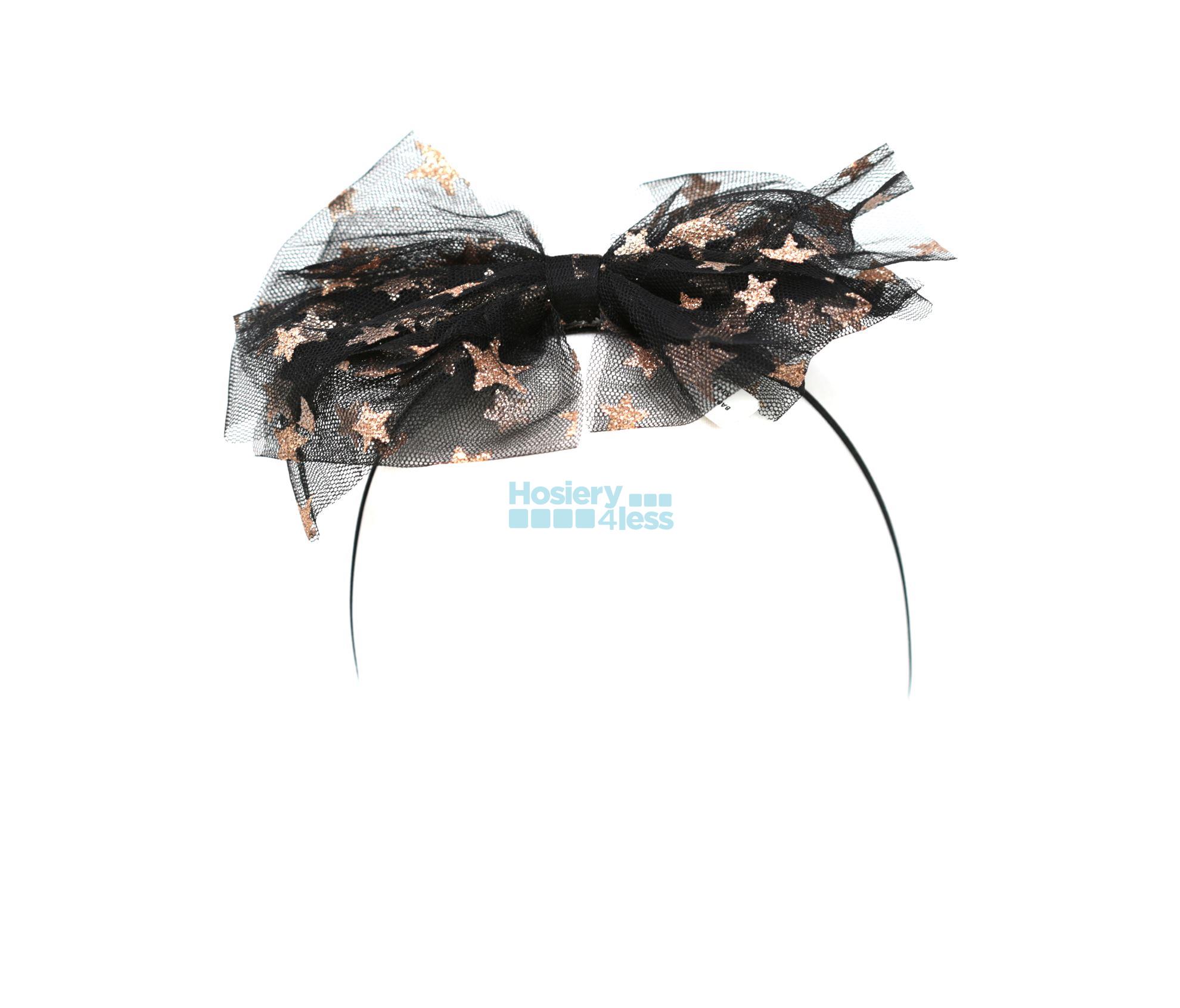 METALLIC STARS TULLE BOW BABY HEADBAND. Hosiery4Less
