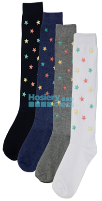 Picture of BLINQ RIBBED MULTI COLOR STARS KNEE SOCK