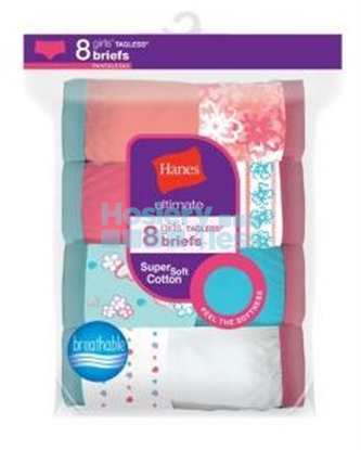 Picture of HANES ULTIMATE GIRLS COTTON BRIEFS 8P